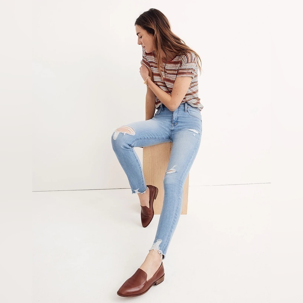 Madewell 9" High-Rise Skinny Jeans In Ontario Wash Distressed-Hem Size 26